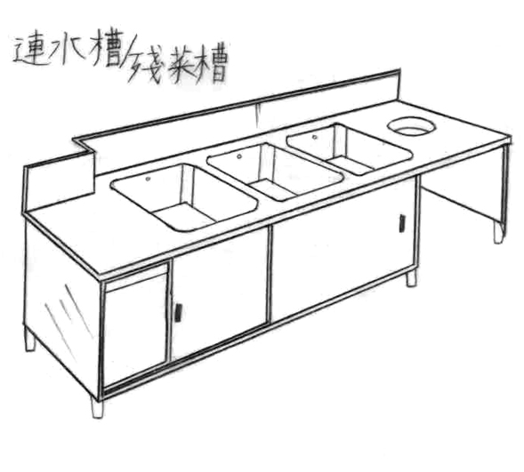 三連水槽殘菜台櫃