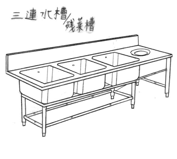 三連水槽殘渣工作台
