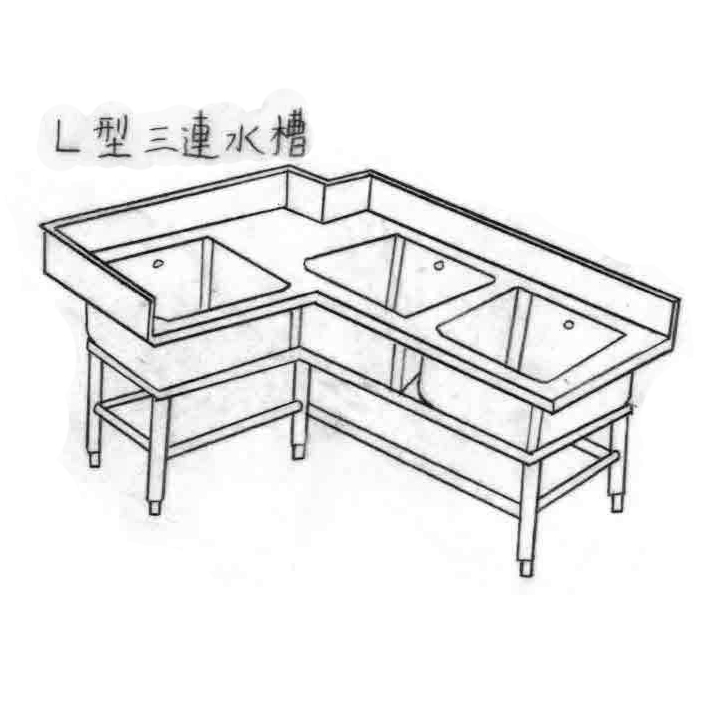 三連水槽(L型)