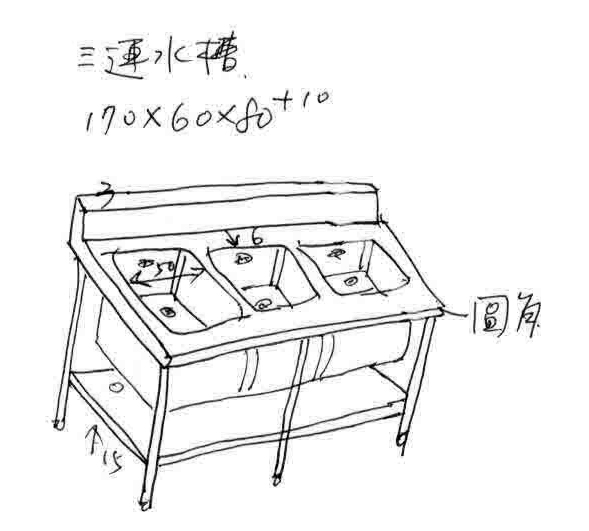 三連水槽工作台