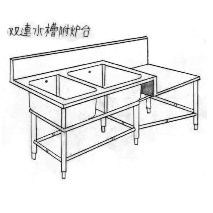 雙連水槽爐台工作台